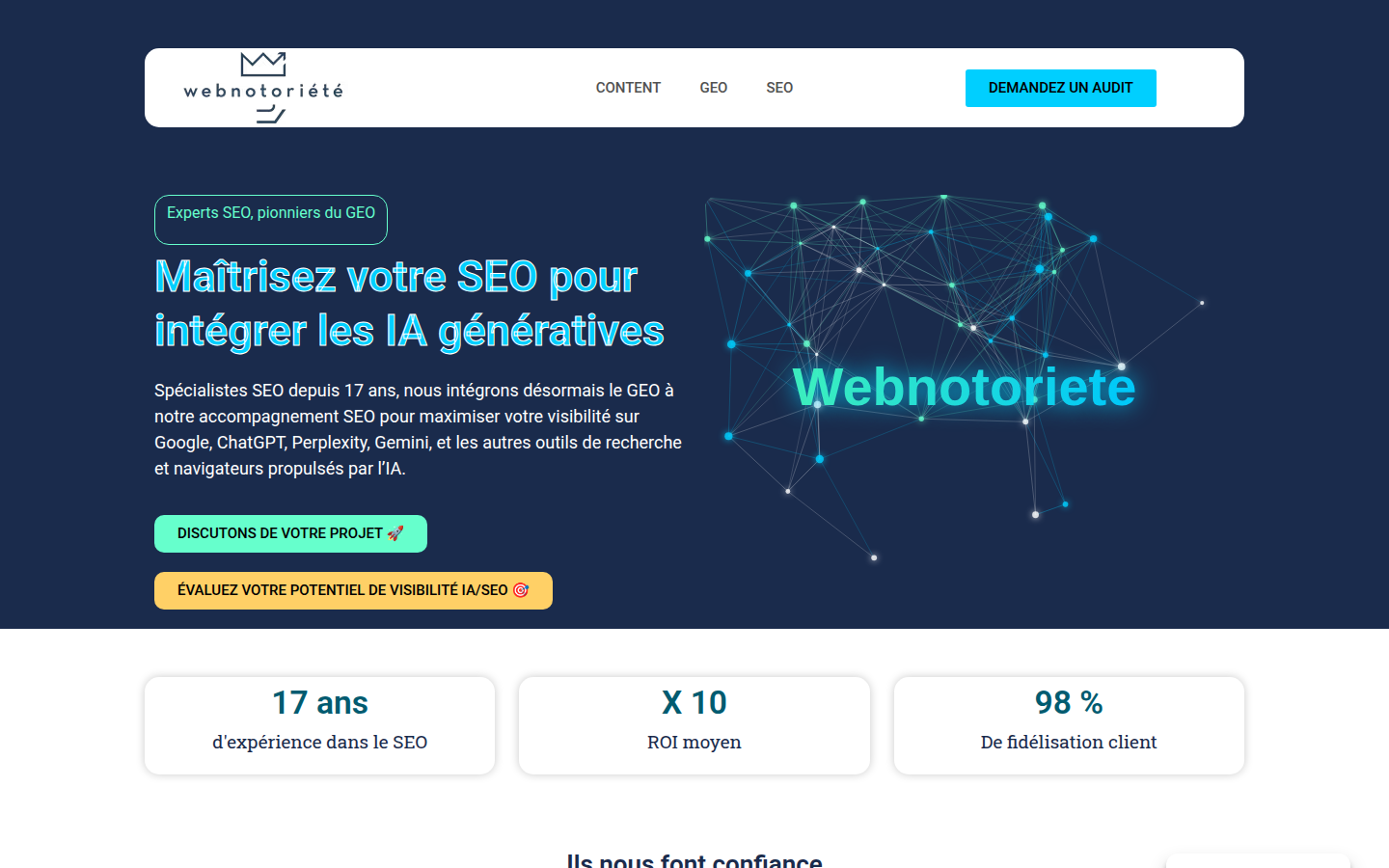 Aperçu du site WebNotoriété